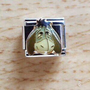Walt Disney Eeyore enamel 9mm stainless steel italian charm bracelet link new